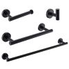 Wall Mounted Towel Rail, 4 Pieces Bathroom Accessories Set, Stainless Steel Toilet Roll Holder and Hooks