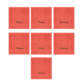 Customized Seven Days Towels - Washcloths - Set of 2 (Color: Coral)