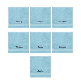 Customized Seven Days Towels - Washcloths - Set of 2 (Color: Aqua)