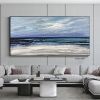 Handpainted Oil Painting CanvasWall Art Decoration Abstract Knife Painting Seascape Blue For Home Decor Living Room hallway bedroom luxurious decorati