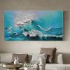 Handpainted Oil Painting CanvasWall Art Decoration Abstract Knife Painting Seascape Blue For Home Decor Living Room hallway bedroom luxurious decorati