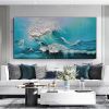 Handpainted Oil Painting CanvasWall Art Decoration Abstract Knife Painting Seascape Blue For Home Decor Living Room hallway bedroom luxurious decorati