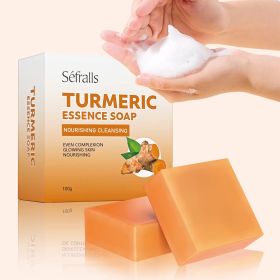 Sefralls Handmade Turmeric Soap Plant Extract Skin Care Removes Mites Cleanses Cuticle Dirt Facial Cleansing Shower (Option: 100g)